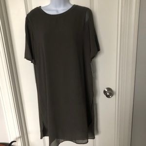 Olive Tunic Tee shirt sheer lining by Alfani